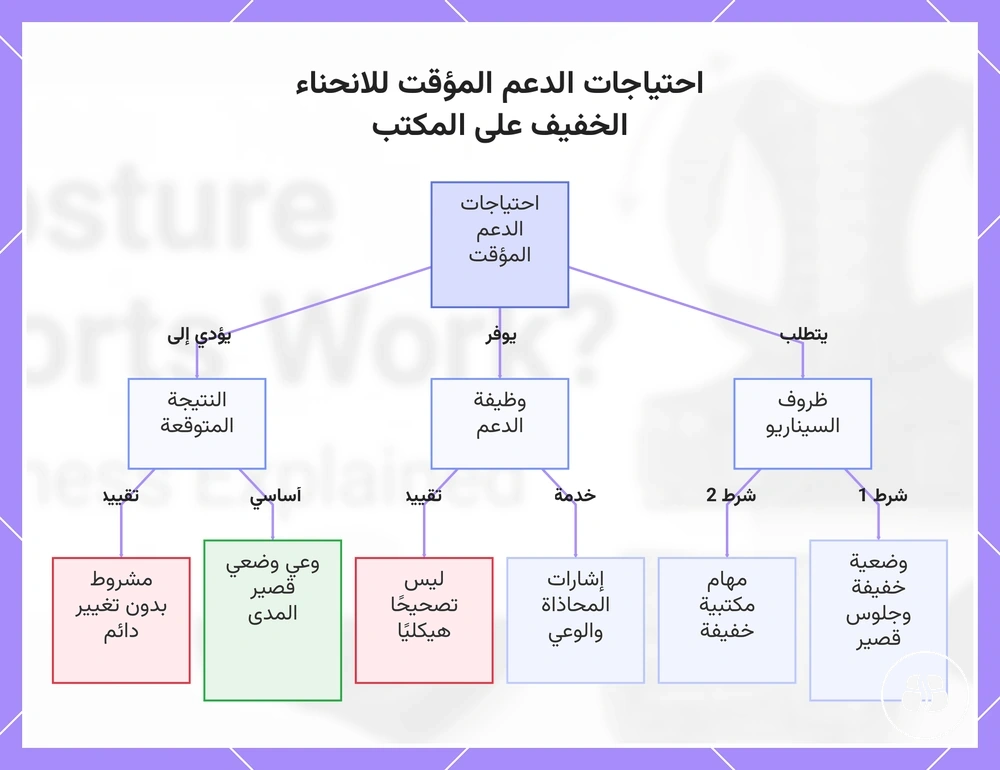 احتياجات الدعم المؤقت للانحناء الخفيف على المكتب