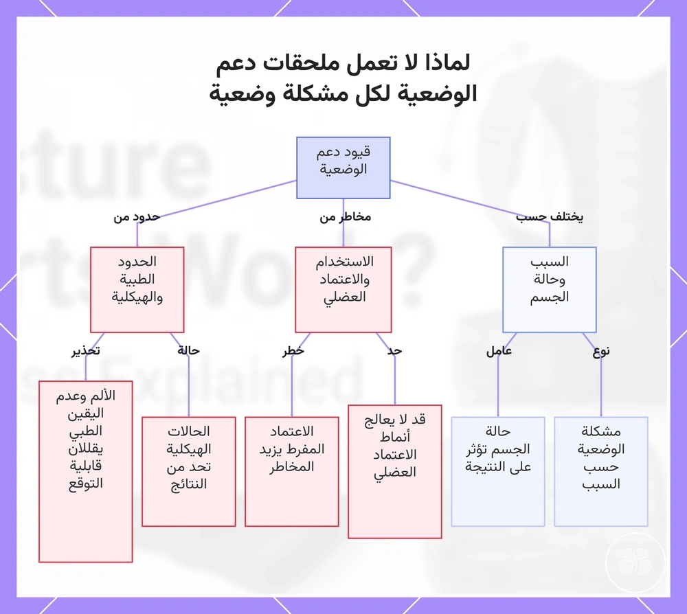لماذا لا تعمل ملحقات دعم الوضعية لكل مشكلة وضعية