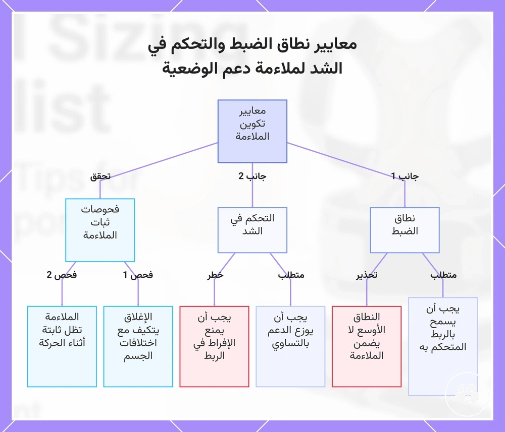 معايير نطاق الضبط والتحكم في الشد لملاءمة دعم الوضعية