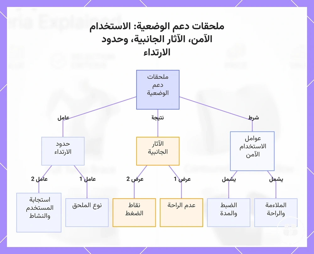 ملحقات دعم الوضعية: الاستخدام الآمن، الآثار الجانبية، وحدود الارتداء