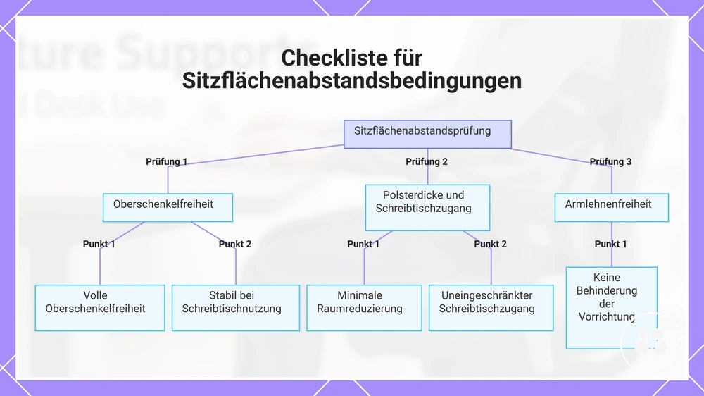 Checkliste für Sitzflächenabstandsbedingungen