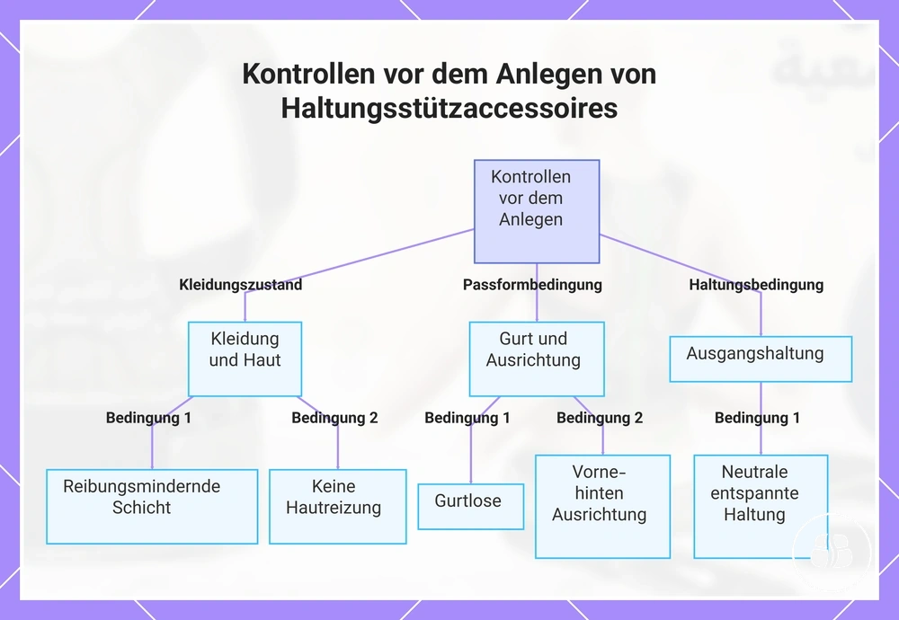 Kontrollen vor dem Anlegen von Haltungsstützaccessoires