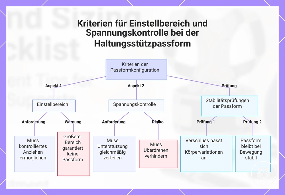Kriterien für Einstellbereich und Spannungskontrolle bei der Haltungsstützpassform