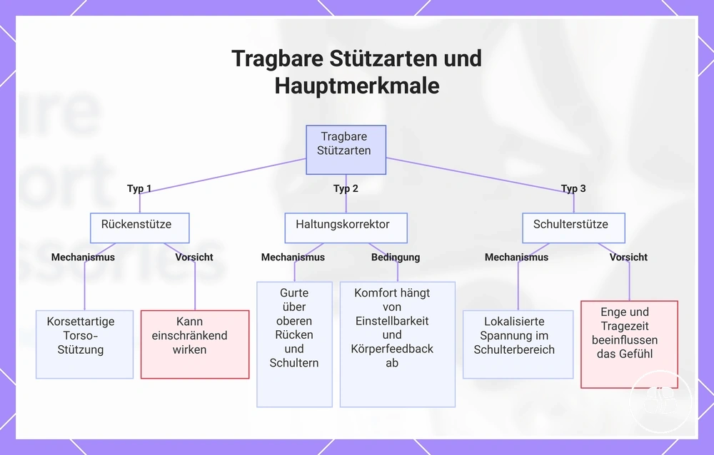 Tragbare Stützarten und Hauptmerkmale