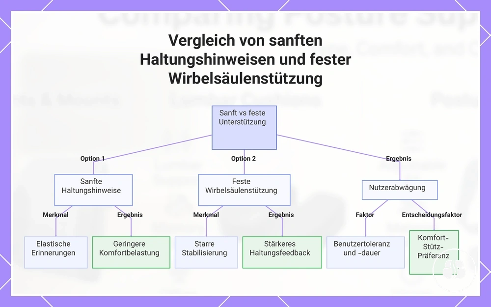 Vergleich von sanften Haltungshinweisen und fester Wirbelsäulenstützung