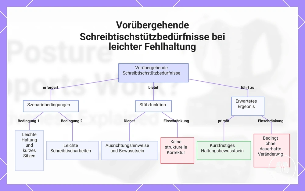 Vorübergehende Schreibtischstützbedürfnisse bei leichter Fehlhaltung