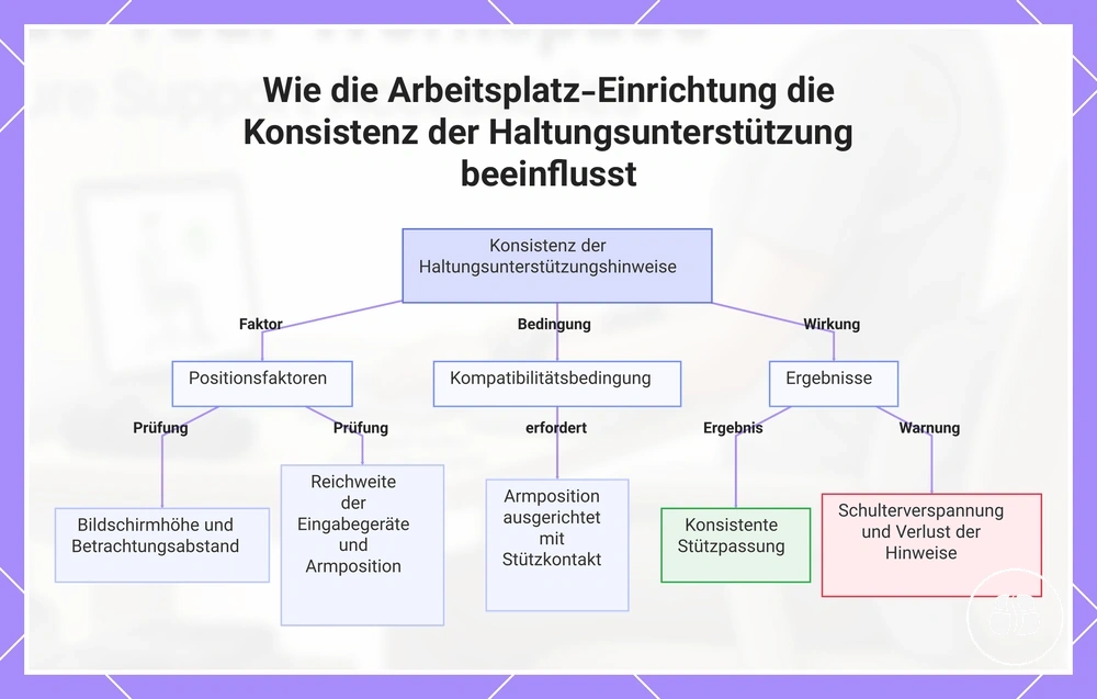 Wie die Arbeitsplatz-Einrichtung die Konsistenz der Haltungsunterstützung beeinflusst