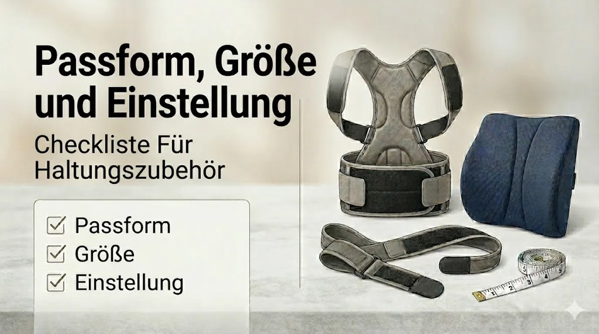 Passform, Größe und Einstellung von Zubehör zur Haltungsunterstützung
