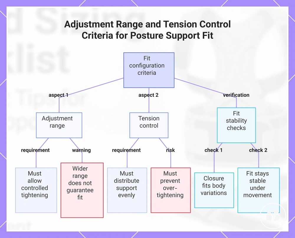 Adjustment Range and Tension Control Criteria for Posture Support Fit