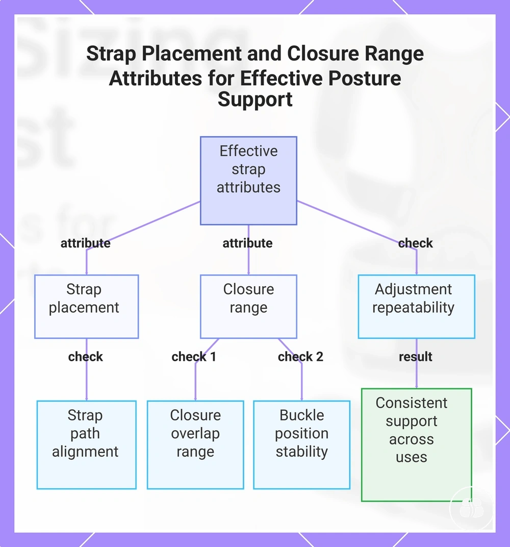 Strap Placement and Closure Range Attributes for Effective Posture Support