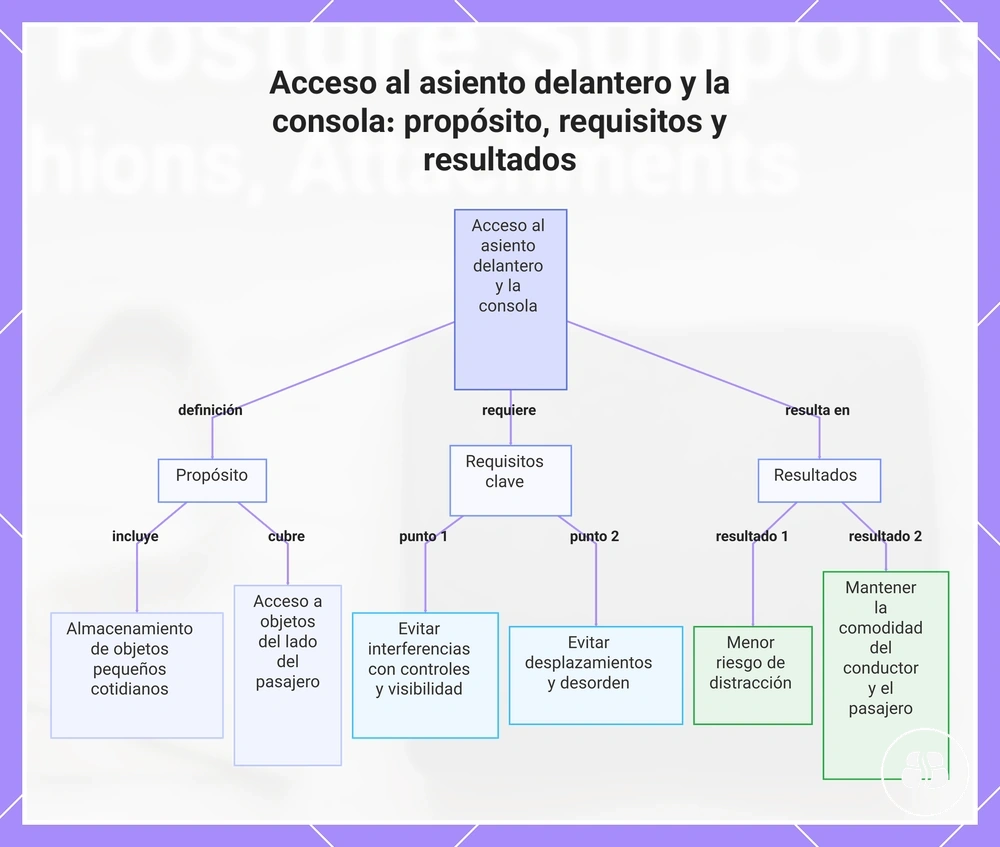 Acceso al asiento delantero y la consola: propósito, requisitos y resultados