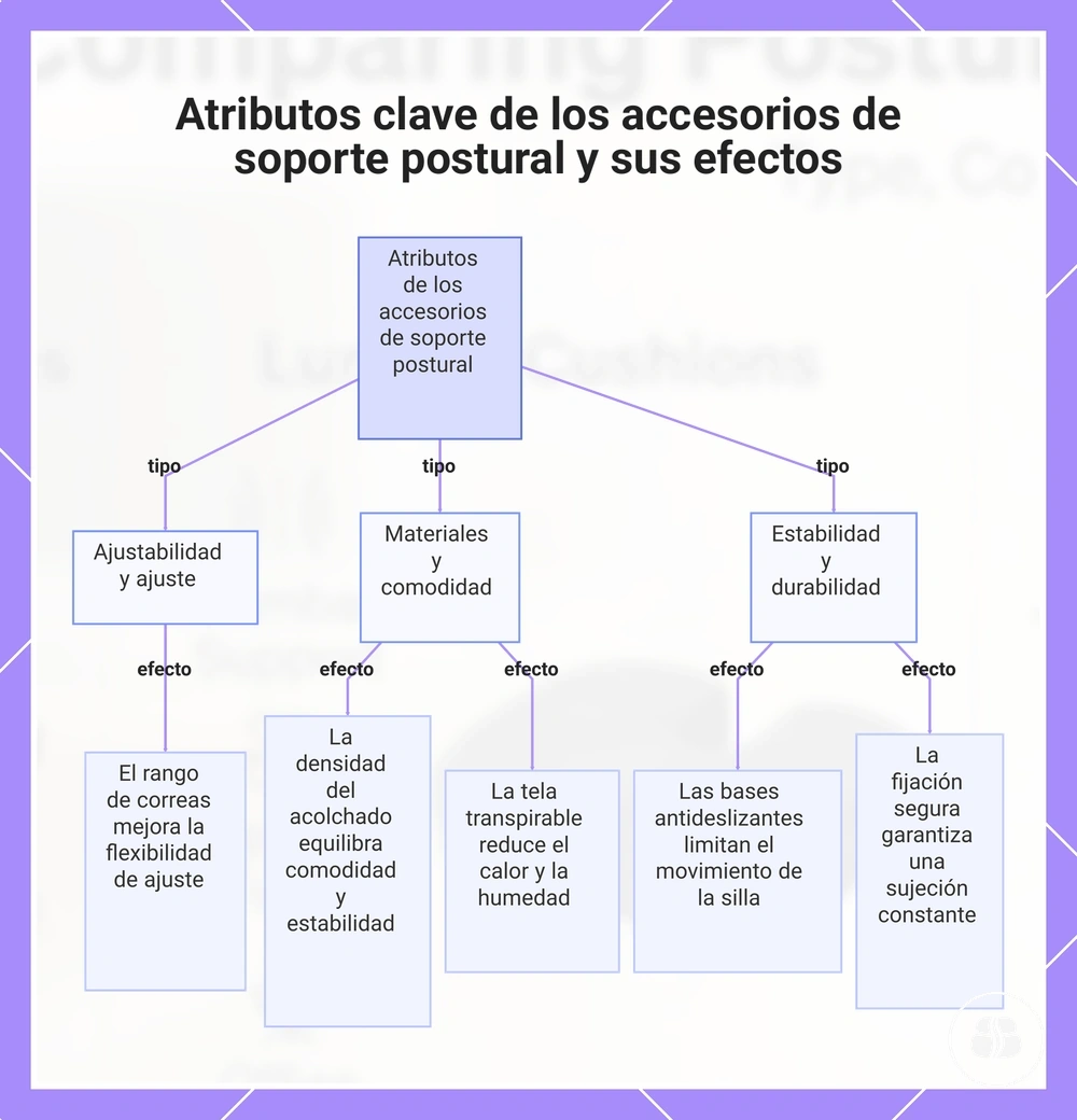 Atributos clave de los accesorios de soporte postural y sus efectos
