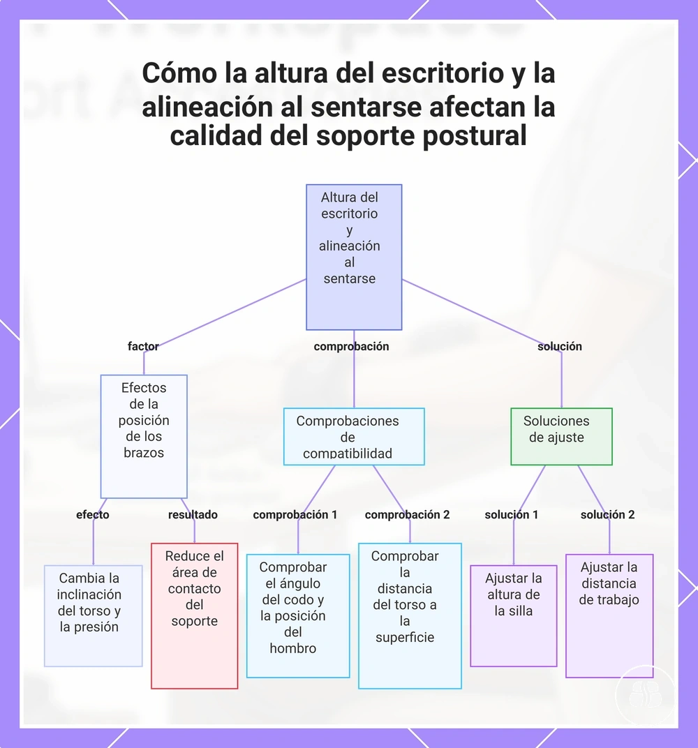Cómo la altura del escritorio y la alineación al sentarse afectan la calidad del soporte postural