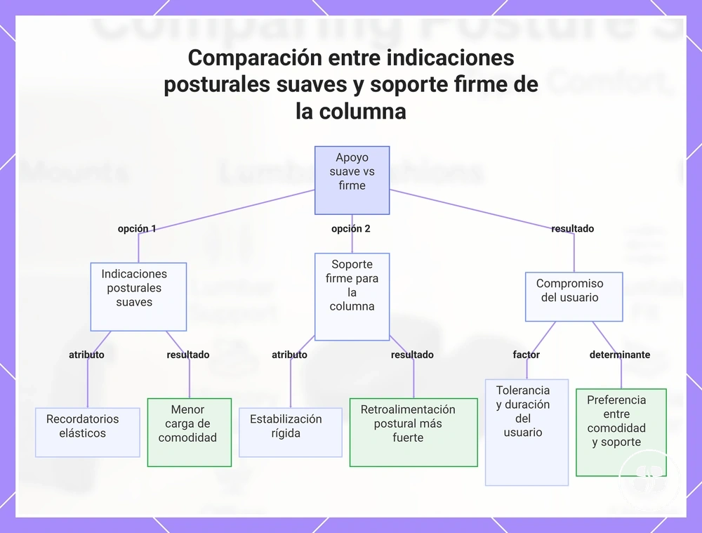 Comparación entre indicaciones posturales suaves y soporte firme de la columna