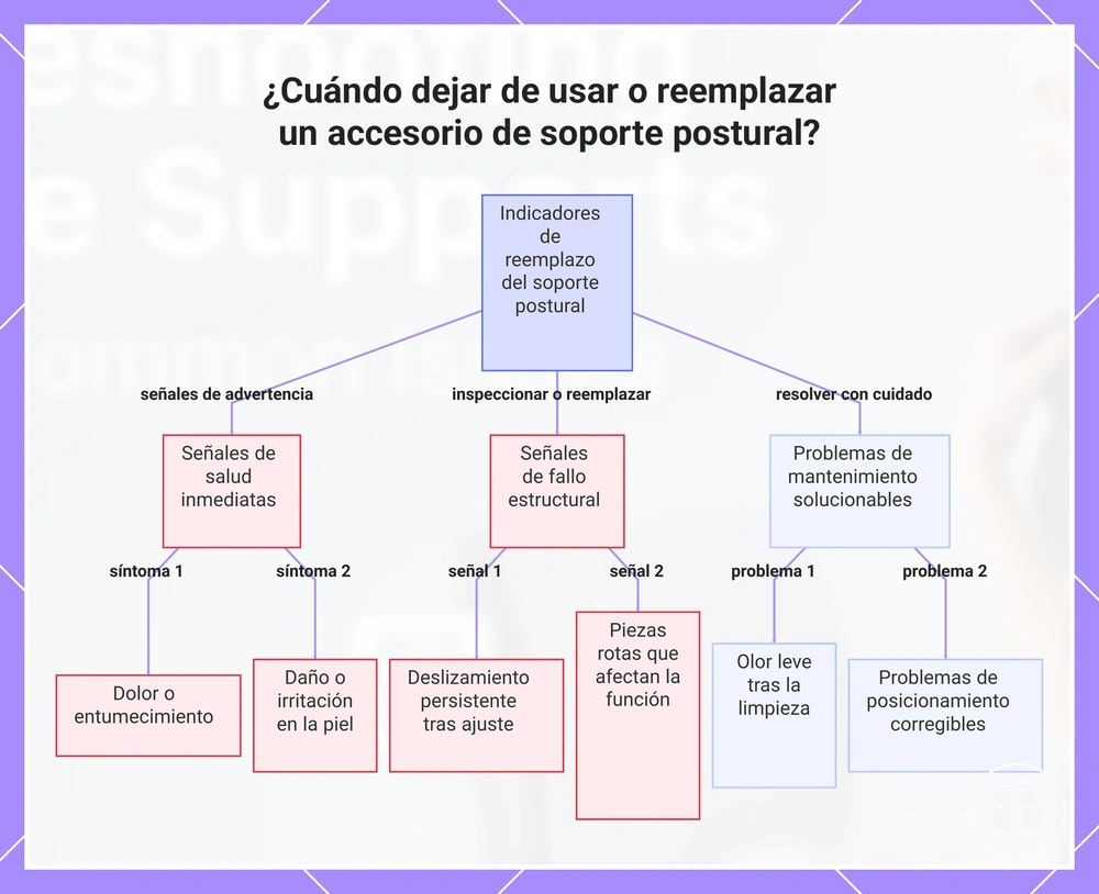 ¿Cuándo dejar de usar o reemplazar un accesorio de soporte postural?