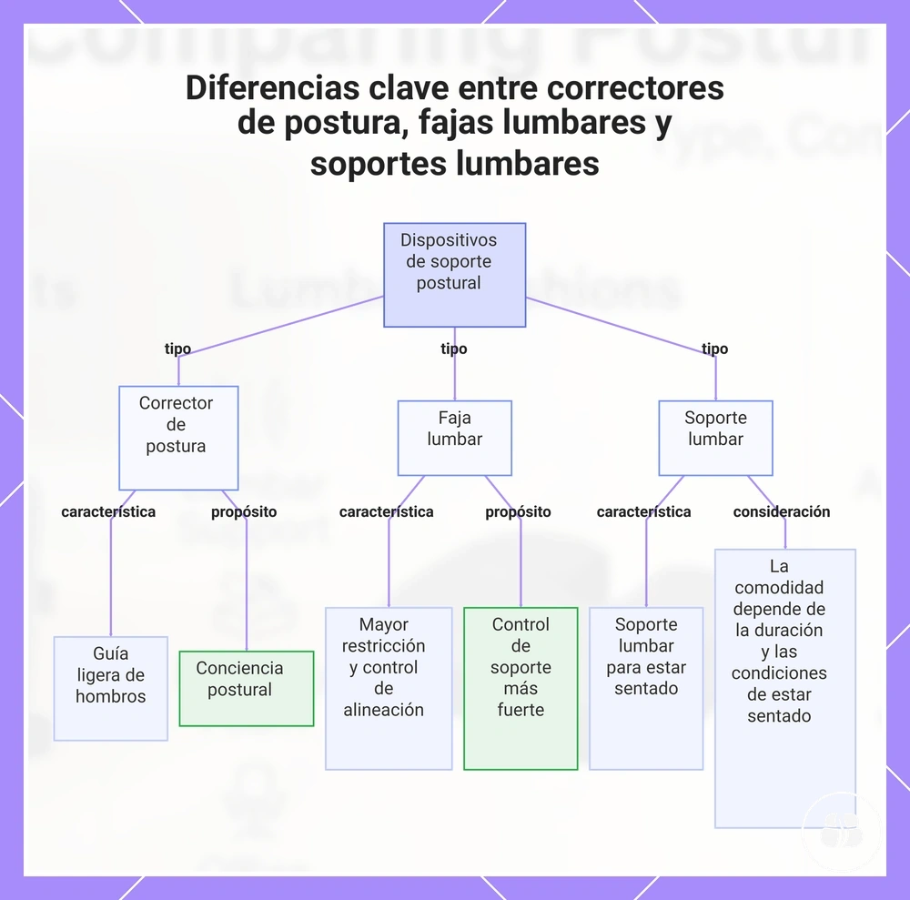 Diferencias clave entre correctores de postura, fajas lumbares y soportes lumbares