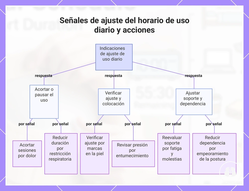 Señales de ajuste del horario de uso diario y acciones
