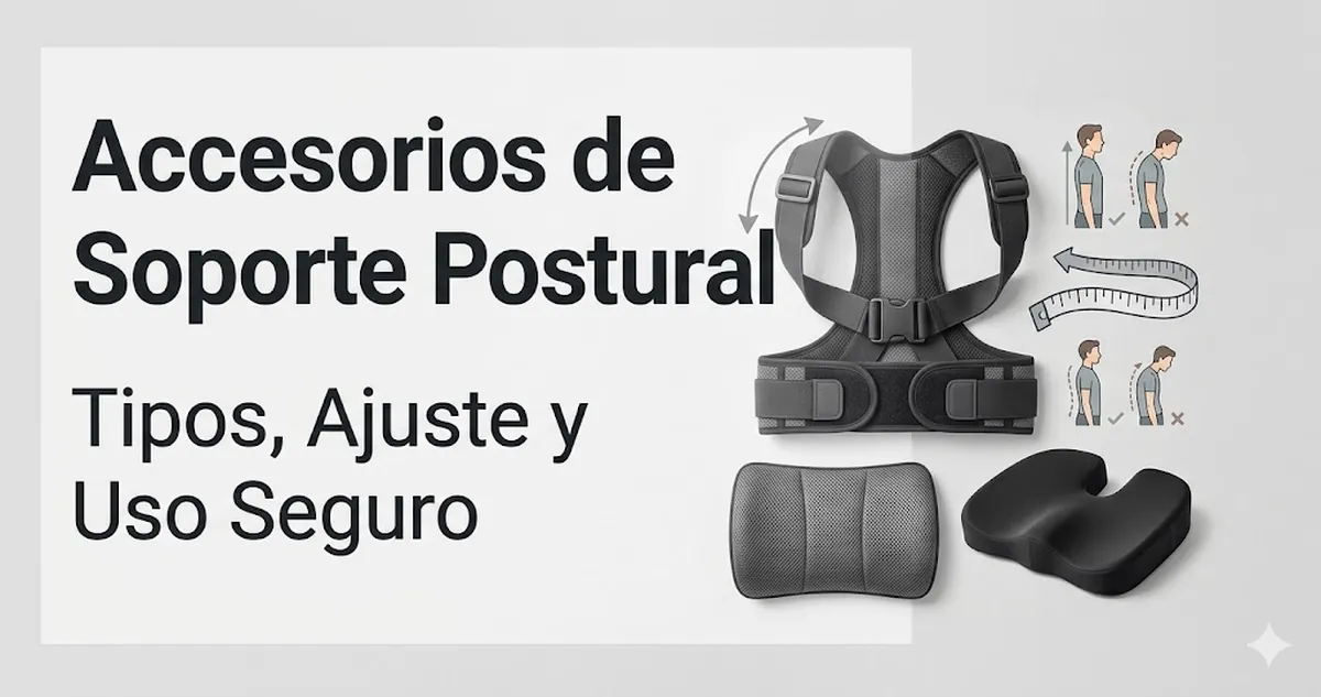 Accesorios de soporte postural con tipos, ajuste y uso seguro
