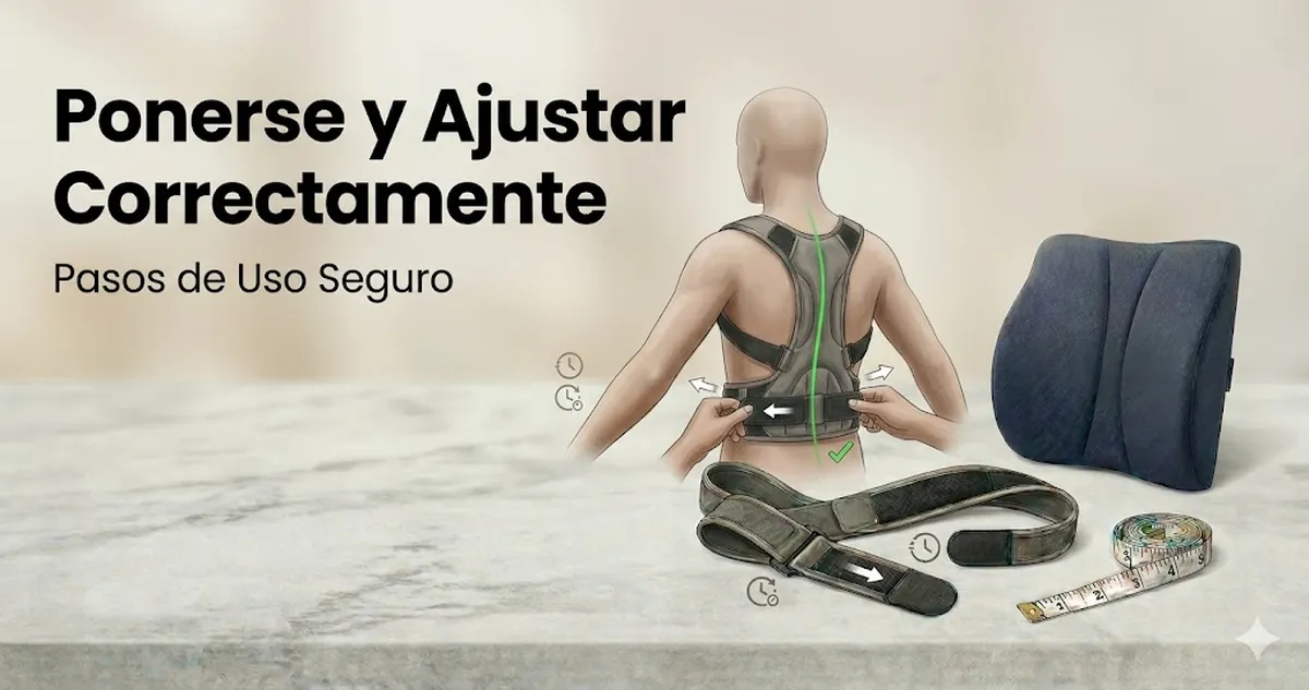 Persona poniéndose y ajustando accesorios de soporte postural