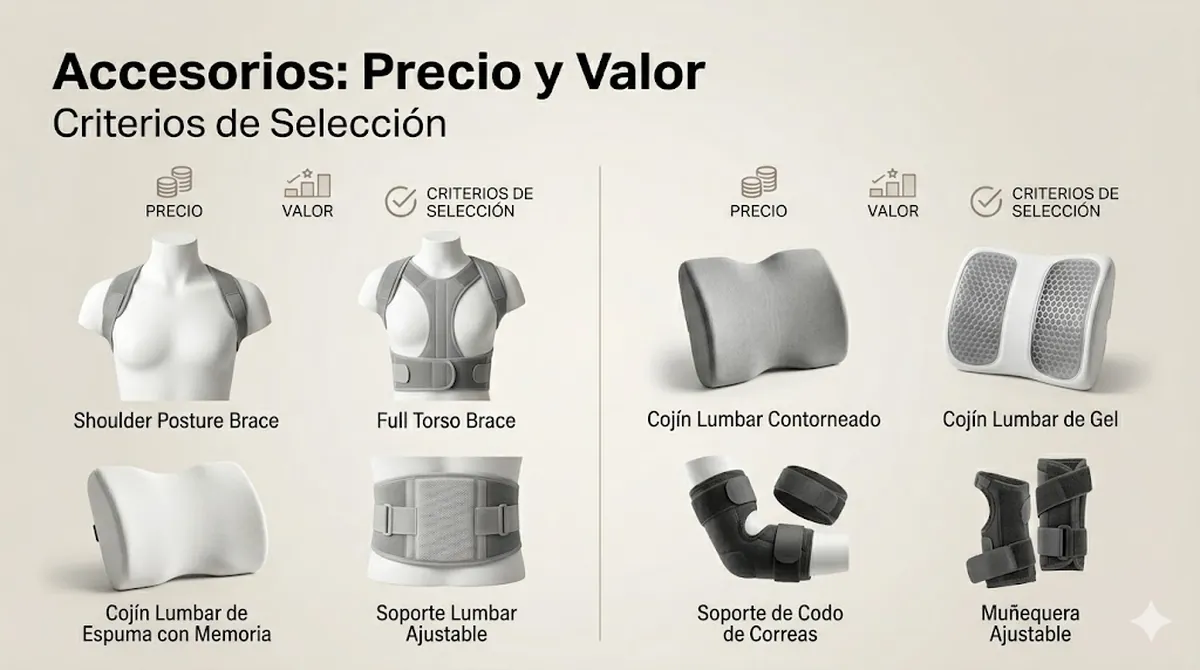 Precio, valor y criterios de elección de accesorios de soporte postural