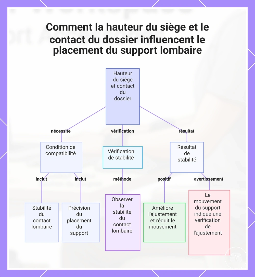 Comment la hauteur du siège et le contact du dossier influencent le placement du support lombaire