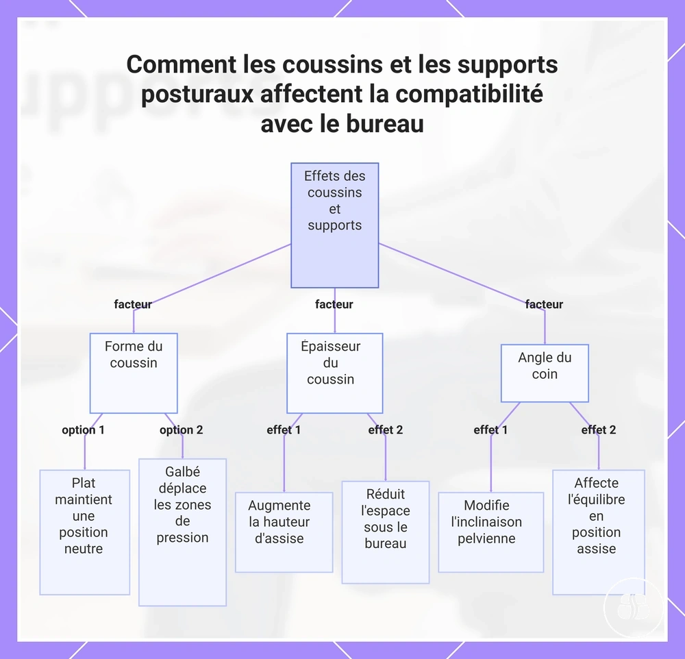 Comment les coussins et les supports posturaux affectent la compatibilité avec le bureau