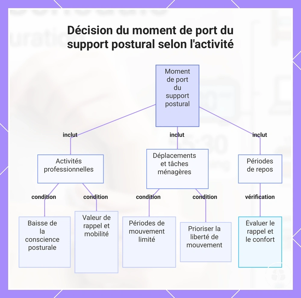 Décision du moment de port du support postural selon l'activité