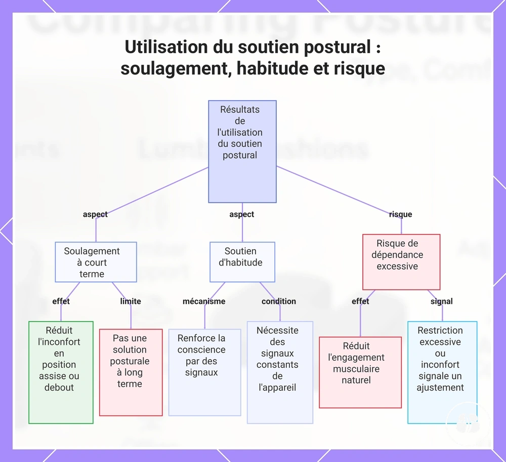 Utilisation du soutien postural : soulagement, habitude et risque