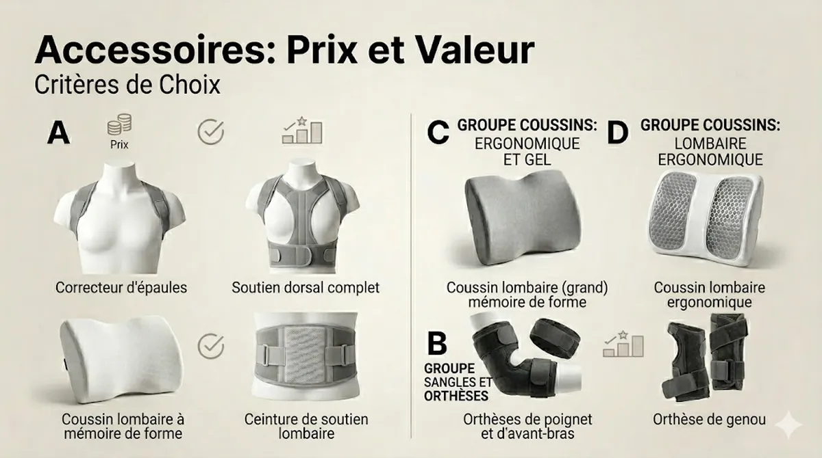 Prix, valeur et critères de choix des accessoires de soutien postural