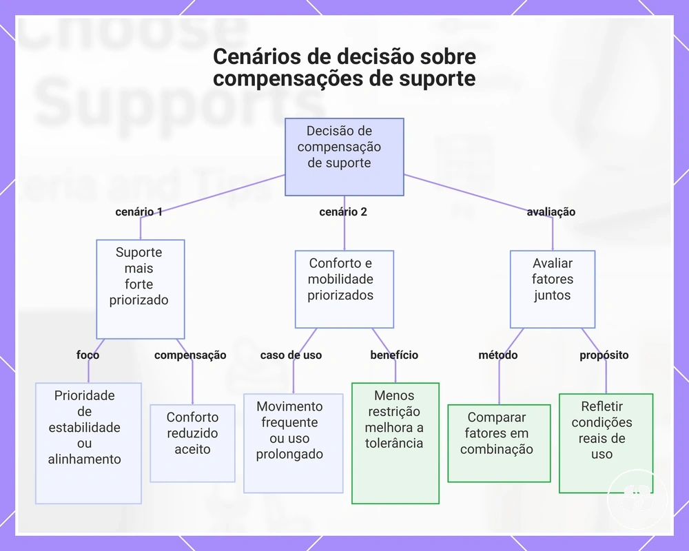 Cenários de decisão sobre compensações de suporte