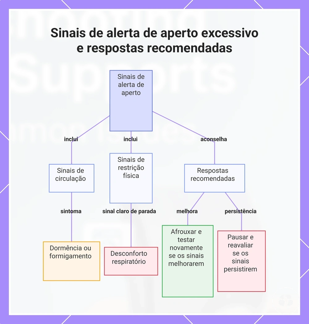 Sinais de alerta de aperto excessivo e respostas recomendadas