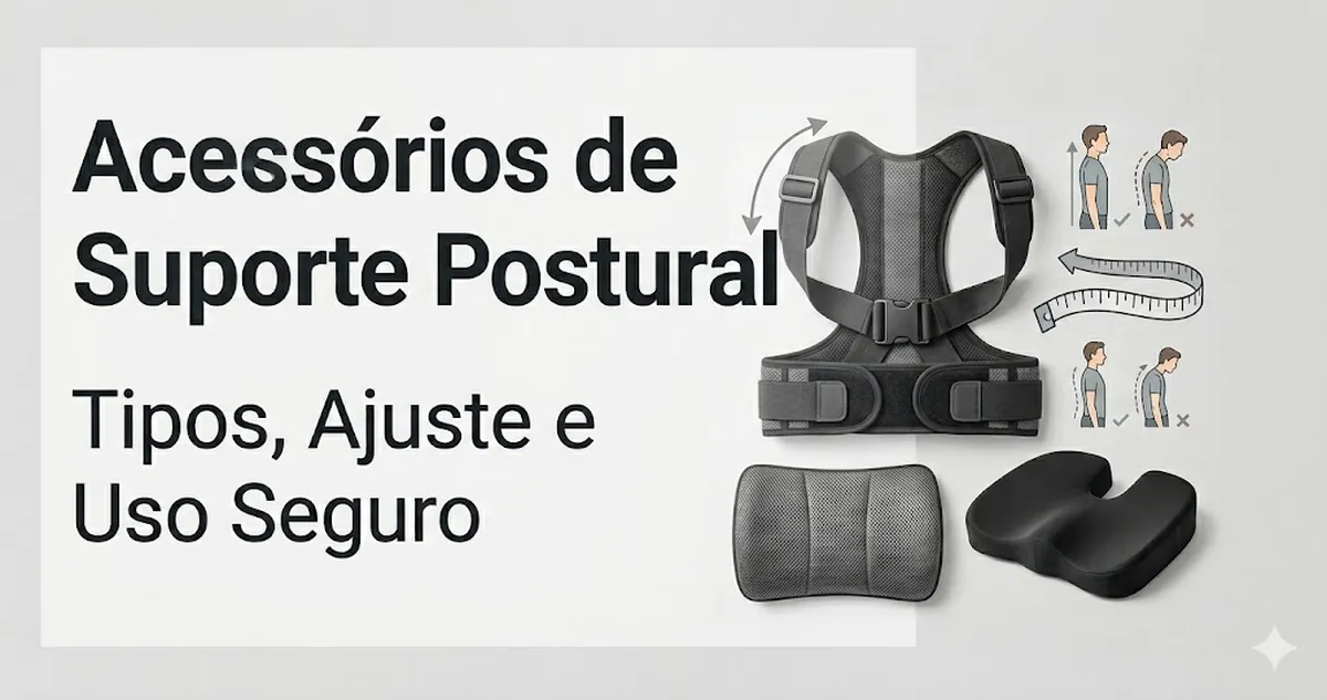 Acessórios de suporte postural com tipos, ajuste e uso seguro