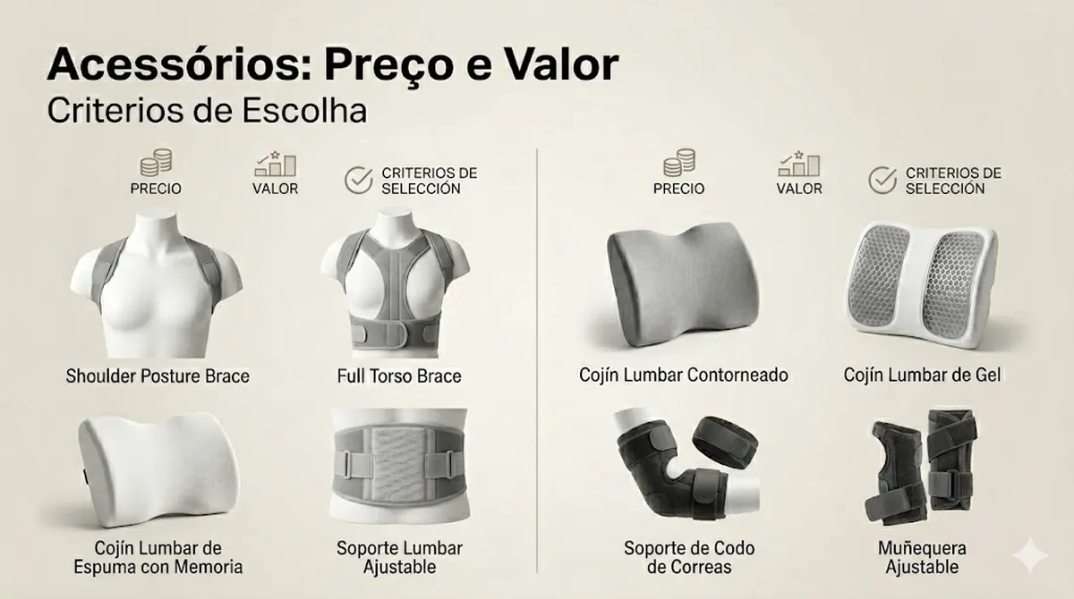 Preço, valor e critérios de escolha de acessórios de suporte postural
