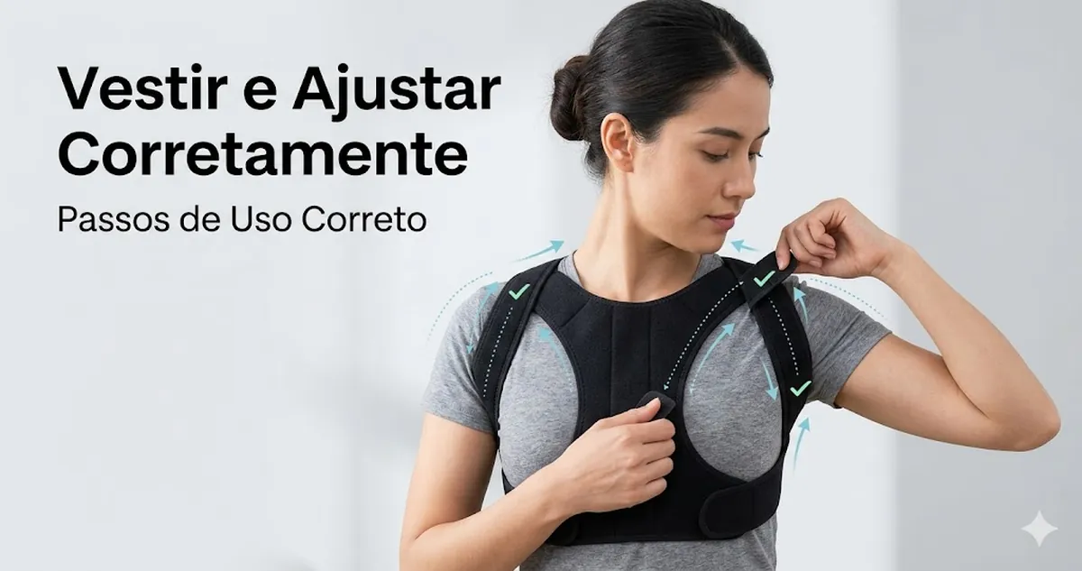 Pessoa vestindo e ajustando acessórios de suporte postural