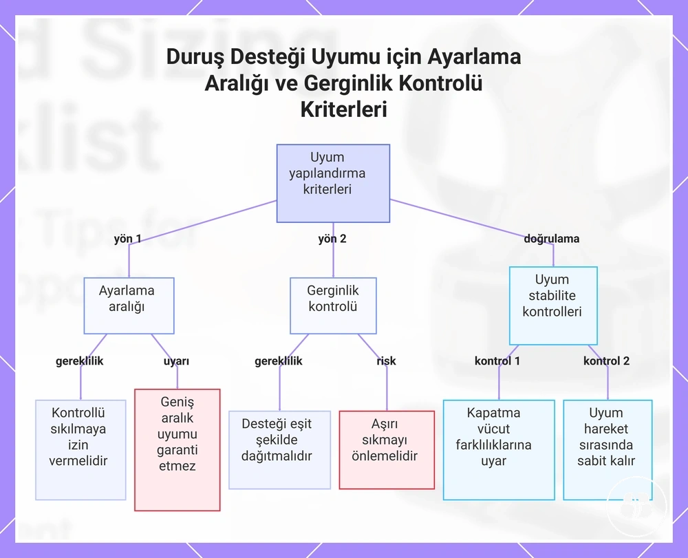 Duruş Desteği Uyumu için Ayarlama Aralığı ve Gerginlik Kontrolü Kriterleri