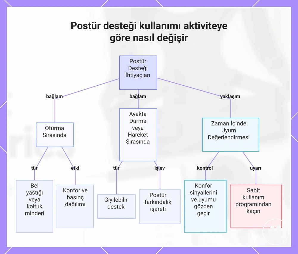 Postür desteği kullanımı aktiviteye göre nasıl değişir