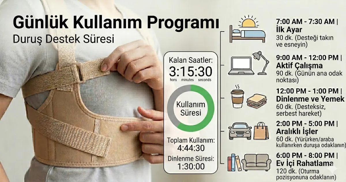 Duruş destek aksesuarları için günlük kullanım süresi ve programı