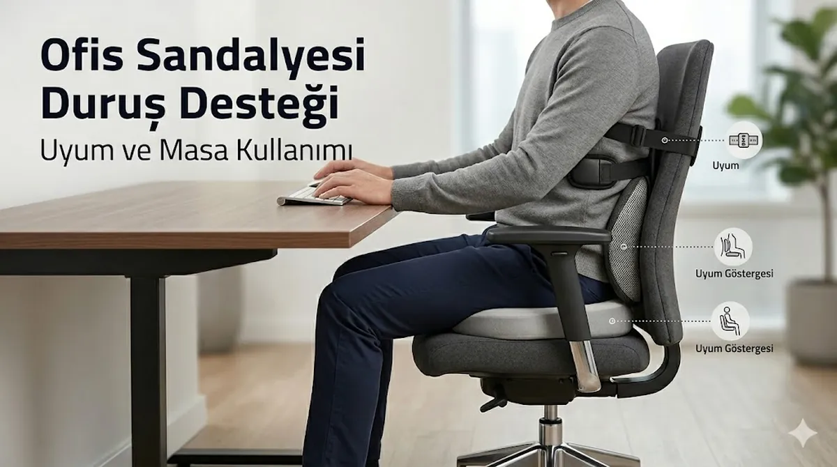 Ofis sandalyeleri ve masa kullanımı için duruş destek aksesuarları