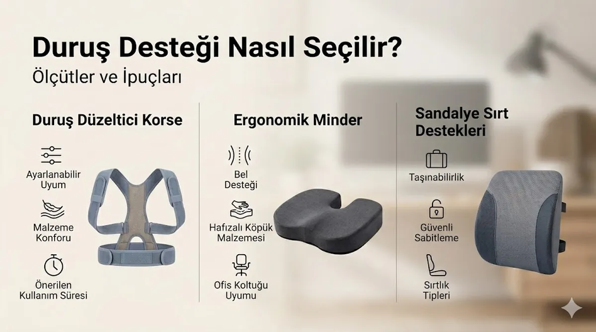 Duruş destek aksesuarı seçimi için ölçütler